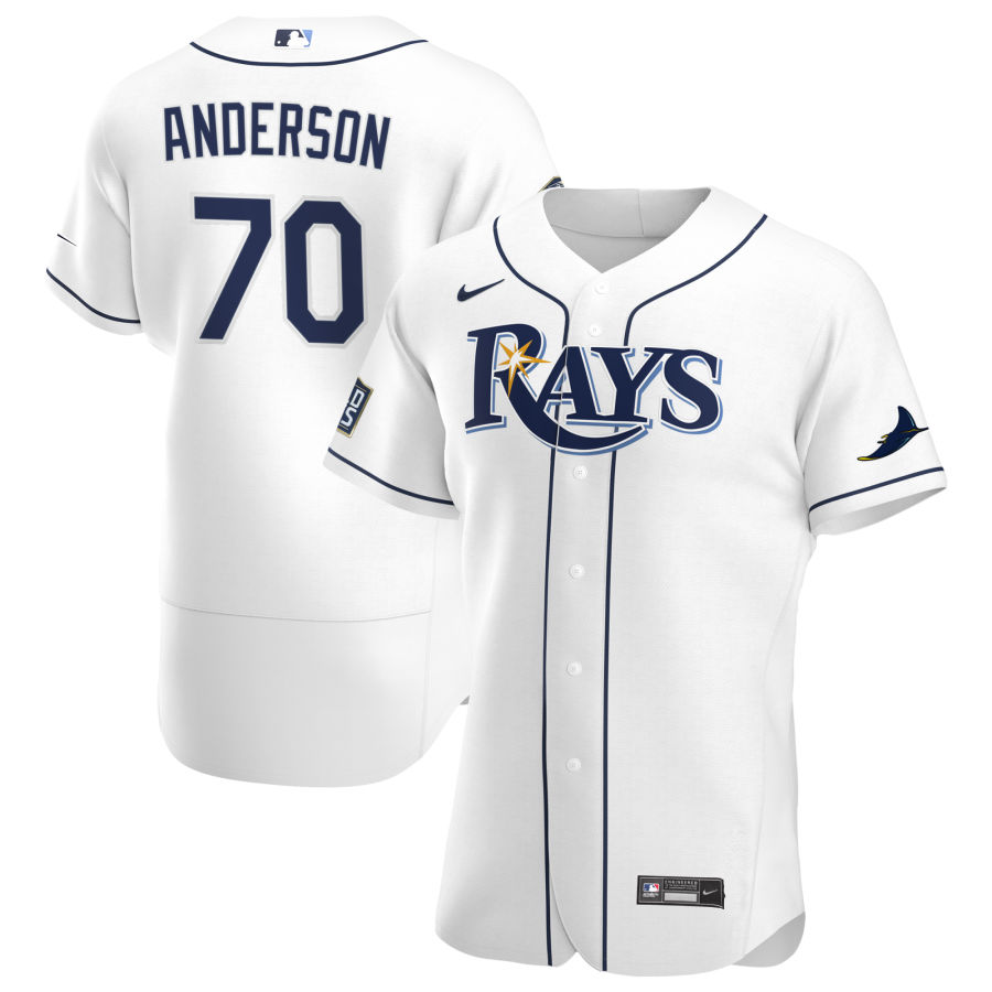 Tampa Bay Rays 70 Nick Anderson Men Nike White Home 2020 World Series Bound Authentic Player MLB Jersey